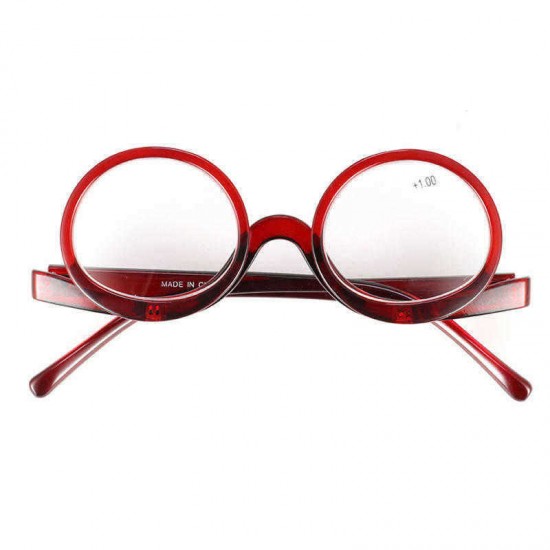 Unisex Flip-up Round Frame Reading Glasses Cosmetic Makeup Glasses Presbyopic Eyeglasses