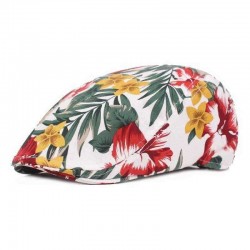 Unisex Flower Print Vogue Cotton Beret Caps Outdoor Casual Sunshade Peaked Forward Hat