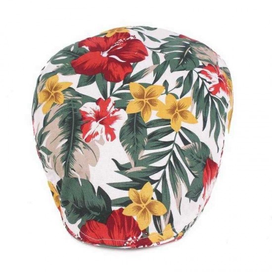 Unisex Flower Print Vogue Cotton Beret Caps Outdoor Casual Sunshade Peaked Forward Hat