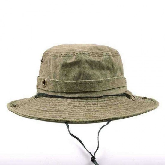 Unisex Foldable Cotton Washed UV Protection Bucket Hat Outdoor Mountaineering Hat Sunscreen Visor Hat Bucket Cap