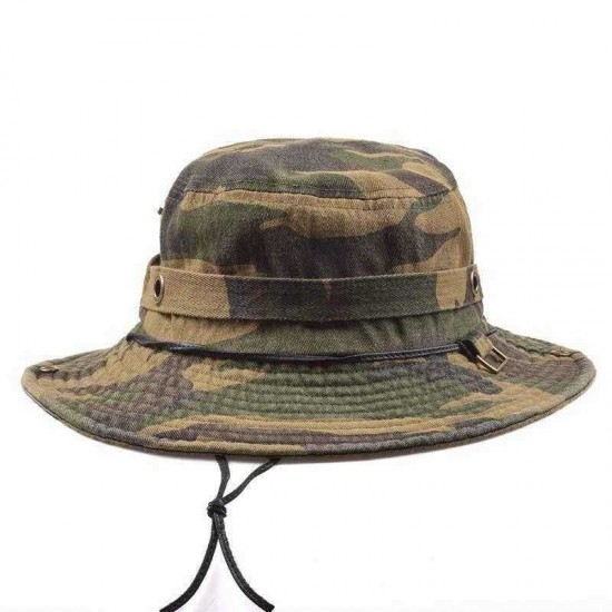 Unisex Foldable Cotton Washed UV Protection Bucket Hat Outdoor Mountaineering Hat Sunscreen Visor Hat Bucket Cap