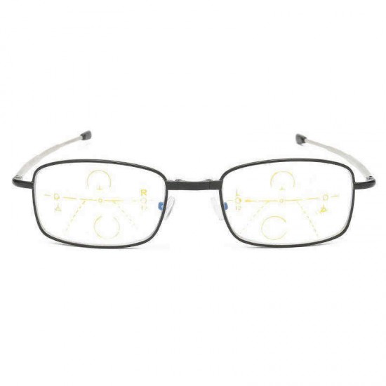 Unisex Foldable Discolored Anti-Blue Light Multi-focus Anti-fatigue Flexible Square Reading Glasses