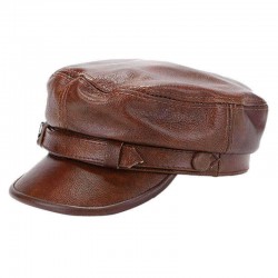 Unisex Genuine Leather Breathable Flat Hats Adjustable Cap