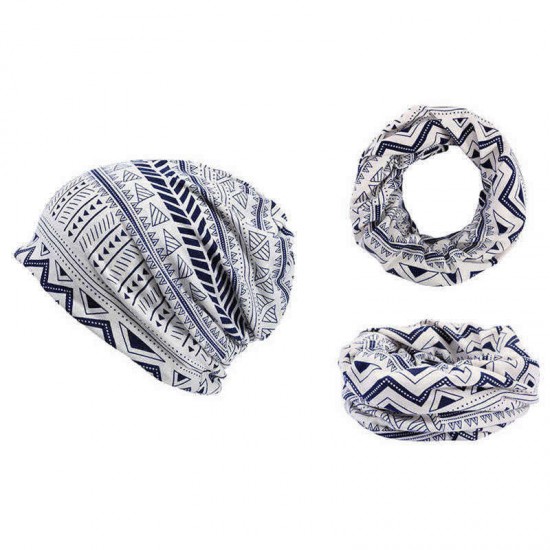 Unisex Geometric Pattern Print Headscarf Beanie Multi-purpose Headband Scarf Cap