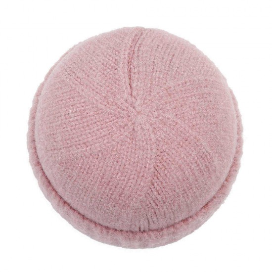 Unisex Hand Crochet Thick Warm Knit Plain Brimless Hats Outdoor Casual Skullcap