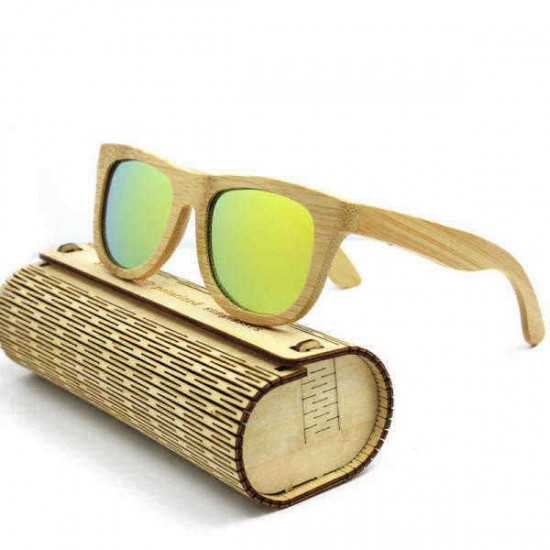 Unisex Handmade Bamboo Legs Polarized Sunglasses Outdoor UV Protaction Colorful Lens Eyewear Glasses