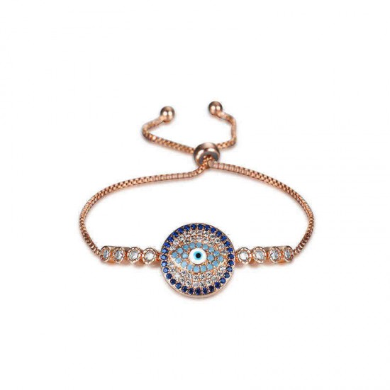 Unisex Jewelry Unique Blue Evil Eye Zircon Adjustable Charm Bracelet