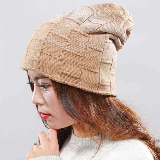 Unisex Knit Beanie Hat Gradient Dyeing Headgear Warm Earmuffs Pile Cap