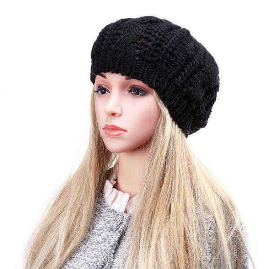 Unisex Knitted Crochet Hole Beanie Hat Knitting Foldable Elastic Baggy Cap For Women Ladies