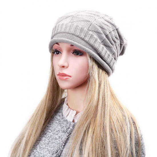 Unisex Knitted Crochet Ski Baggy Beanie Hats Gorro Triangular Diamond Shaped Grid Caps