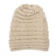 Unisex Knitted Crochet Stripe Beanie Hat Knitting Foldable Elastic Baggy Cap For Men Women