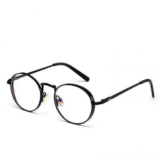 Unisex Light Metal PC Anti-fatigue Anti-blue Light Retro Computer Circle Clear Lens Optical Glasses