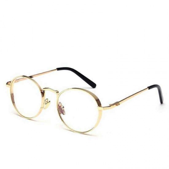 Unisex Light Metal PC Anti-fatigue Anti-blue Light Retro Computer Circle Clear Lens Optical Glasses