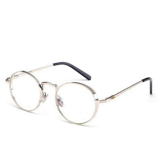 Unisex Light Metal PC Anti-fatigue Anti-blue Light Retro Computer Circle Clear Lens Optical Glasses