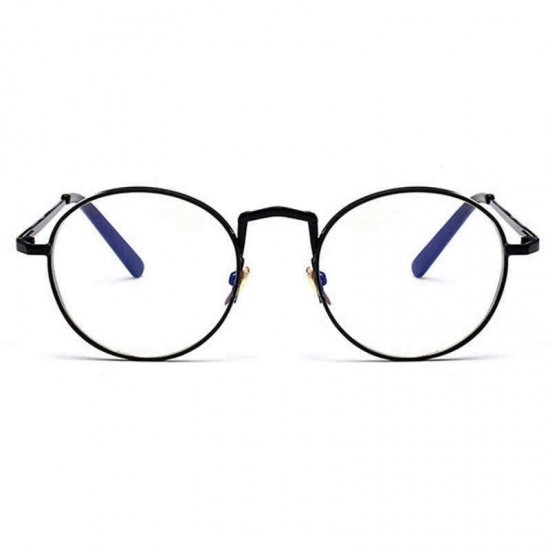 Unisex Light Metal PC Anti-fatigue Anti-blue Light Retro Computer Circle Clear Lens Optical Glasses