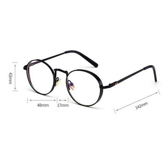 Unisex Light Metal PC Anti-fatigue Anti-blue Light Retro Computer Circle Clear Lens Optical Glasses