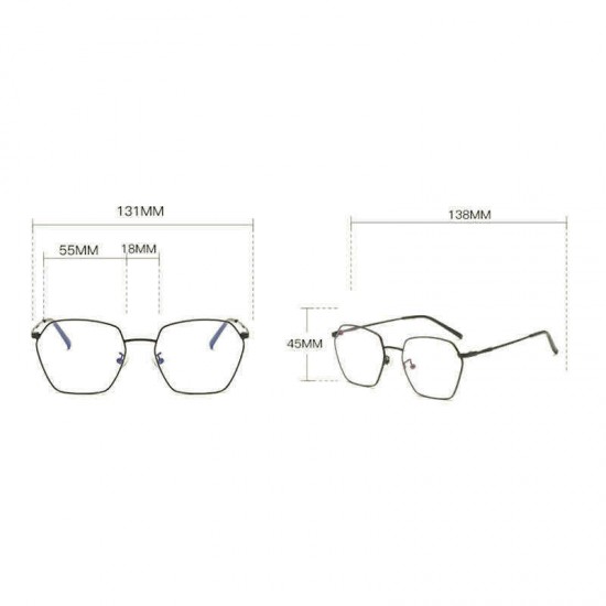 Unisex Light Metal PC Anti-fatigue Anti-blue Light Vogue Computer Square Clear Lens Optical Glasses