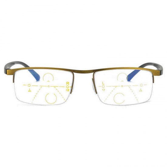 Unisex Light Multi-focus Anti-blue Light Anti-fatigue Flexible Vogue Computer Square Reading Glasses