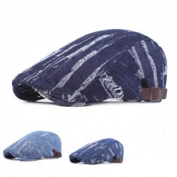 Unisex Men Women Denim Jeans Washed Beret Hat Casual Duckbill Golf Buckle Adjustable Cabbie Cap