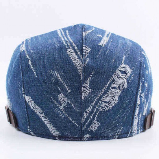 Unisex Men Women Denim Jeans Washed Beret Hat Casual Duckbill Golf Buckle Adjustable Cabbie Cap