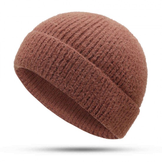 Unisex Men Women Winter Knit French Brimless Hats Retro Flanging Sailor Cap