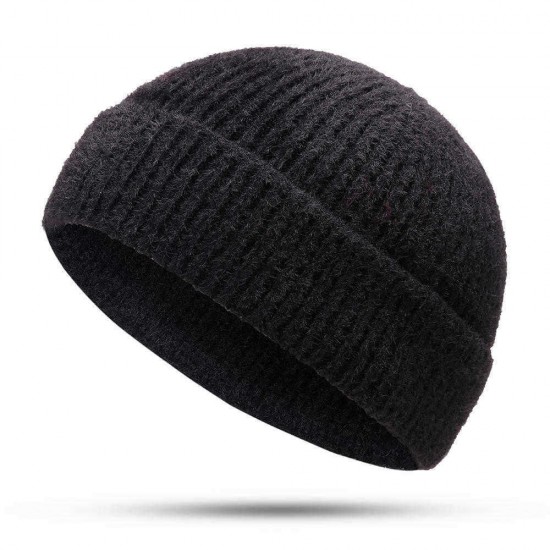 Unisex Men Women Winter Knit French Brimless Hats Retro Flanging Sailor Cap