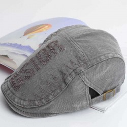 Unisex Mens Cotton Letter Embroidery Painter Beret Hat Adjustable Sunscreen Newsboy Caps