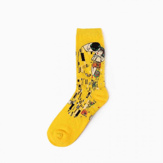 Unisex Mona Lisa Oil Painting Cotton Tube Socks