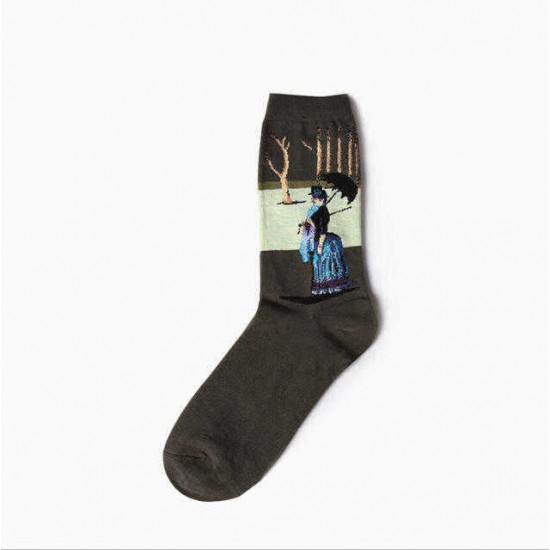 Unisex Mona Lisa Oil Painting Cotton Tube Socks