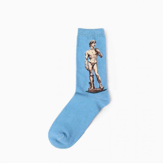 Unisex Mona Lisa Oil Painting Cotton Tube Socks