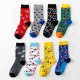 Unisex Multi Color Pattern Print Middle Tube Socks Ankle Socks