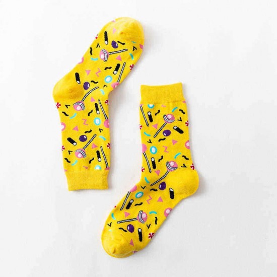 Unisex Multi Color Pattern Print Middle Tube Socks Ankle Socks