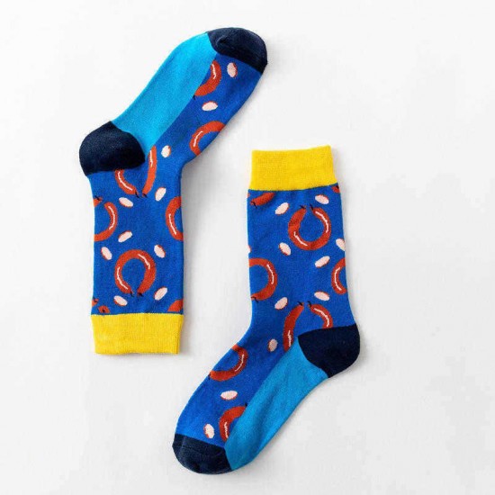 Unisex Multi Color Pattern Print Middle Tube Socks Ankle Socks