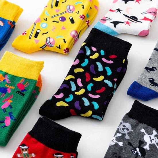 Unisex Multi Color Pattern Print Middle Tube Socks Ankle Socks