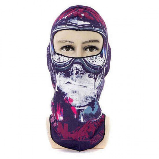 Unisex Multi-Function Skull Printing Outdoor Riding Windproof Dust-Proof Mask Hat