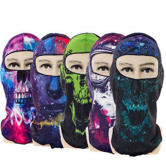 Unisex Multi-Function Skull Printing Outdoor Riding Windproof Dust-Proof Mask Hat