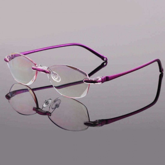 Unisex New Frameless Resin Anti-blue Reading Glasses Diamond Trimming Anti-blue Light Glasses