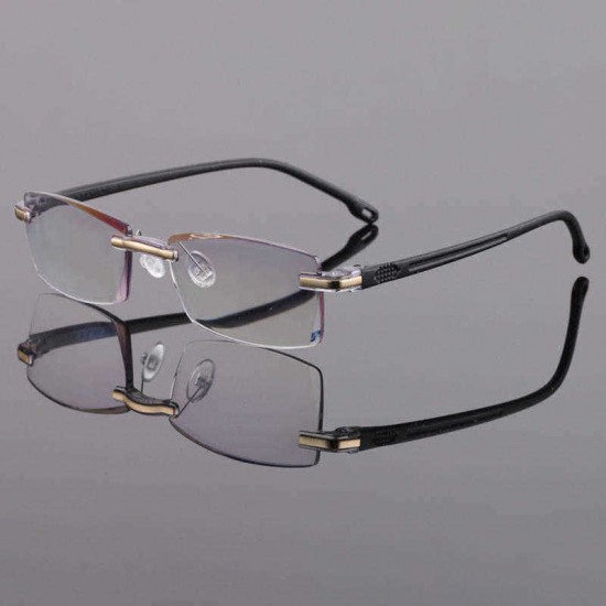 Unisex New Frameless Resin Anti-blue Reading Glasses Diamond Trimming Anti-blue Light Glasses