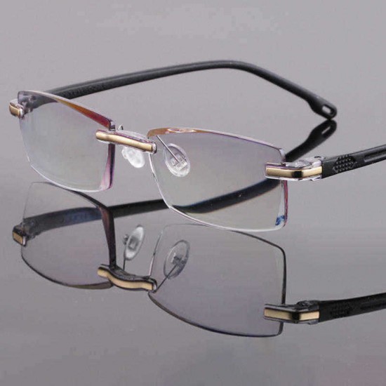 Unisex New Frameless Resin Anti-blue Reading Glasses Diamond Trimming Anti-blue Light Glasses