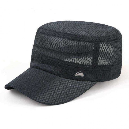 Unisex Outdoor Fishing Hat Sun Visor Sun Flat Hats Breathable Mesh Flat Cap Military Cap