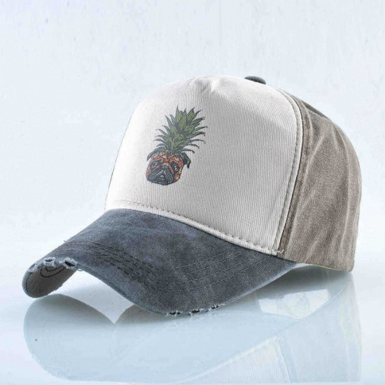 Unisex Pineapple Baseball Cap Washed Cap Studded Hip Hop Cap