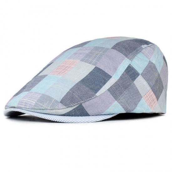 Unisex Plaid Beret Caps Simple Retro England Style visor Forward Hat