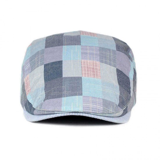 Unisex Plaid Beret Caps Simple Retro England Style visor Forward Hat