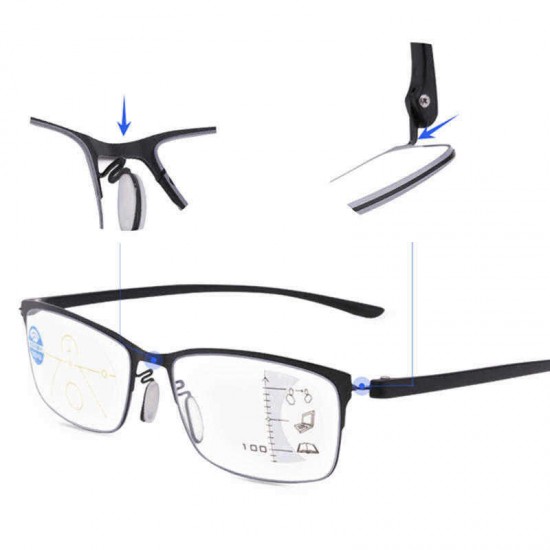 Unisex Progressive Multifocal Multi-function Intelligent Automatic Zoom Anti-blue Reading Glasses