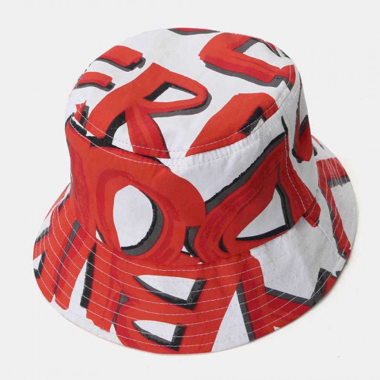 Unisex Red Painted Embroidery Design Breathable Bucket Hat Accessories Fashion Cap