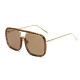 Unisex Retro Flat Mirror Square Large Frame Transparent Anti-UV Sunglasses For Woman