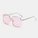 Unisex Retro Flat Mirror Square Large Frame Transparent Anti-UV Sunglasses For Woman