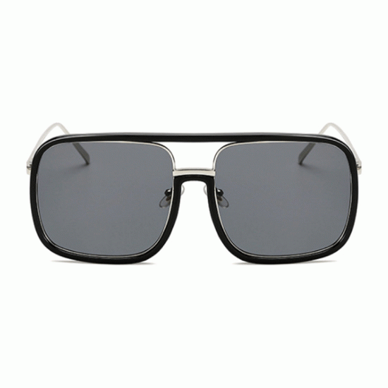 Unisex Retro Flat Mirror Square Large Frame Transparent Anti-UV Sunglasses For Woman