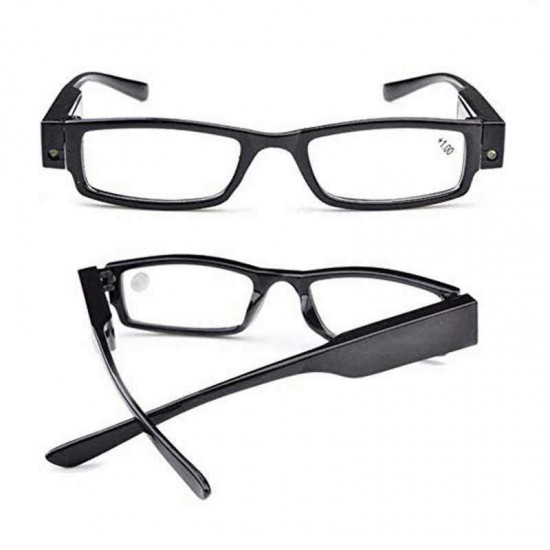 Unisex Rimmed Reading Glasses Eyeglasses Spectacal With LED Light Diopter Magnifier