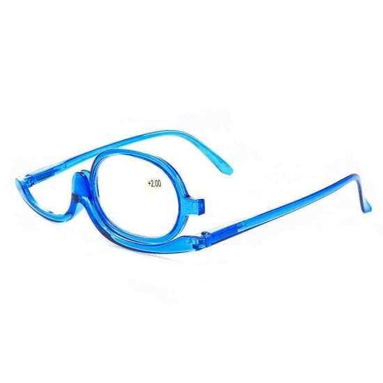 Unisex Rotatable Magnify Eye Makeup Cosmetic Glasses Reading Glasses Flip-up Round Glasses